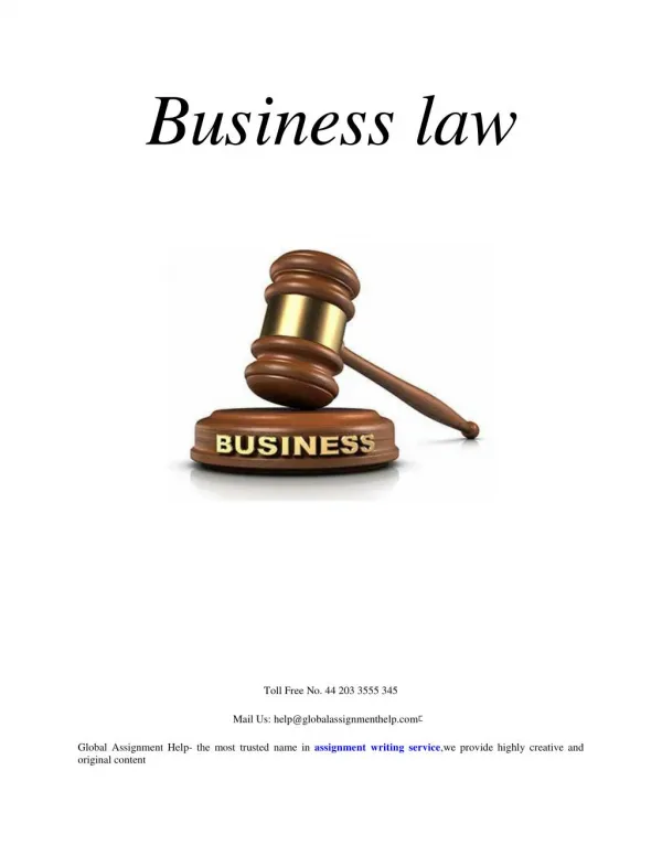 Sample ON Business law by Global Assignment Help