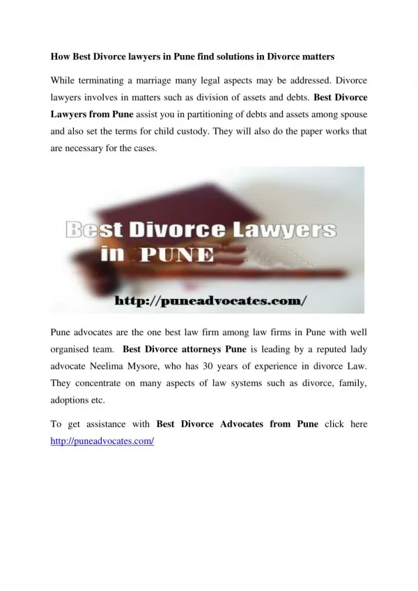 Best Divorce Lawyers in Pune