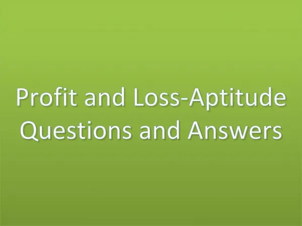 profit and loss-aptitude questions and answers