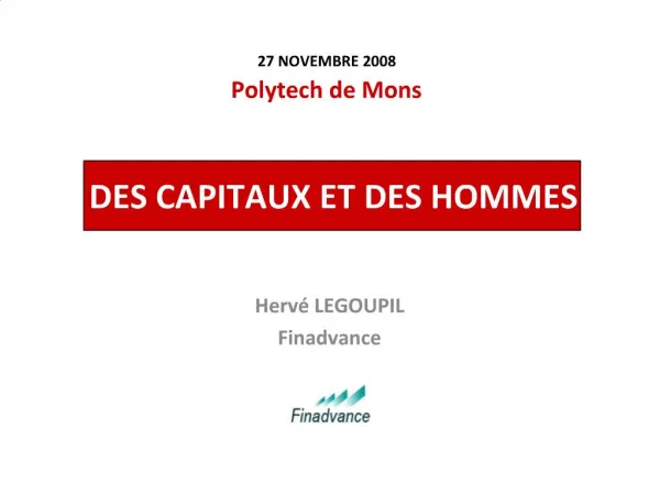 27 NOVEMBRE 2008 Polytech de Mons