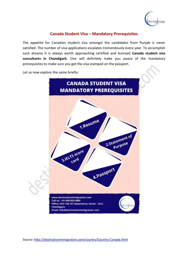 Canada Student Visa Consultants in Chandigarh