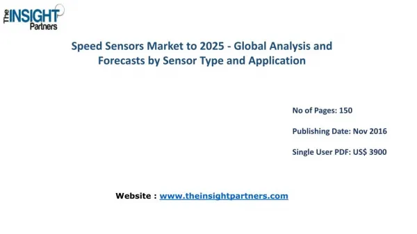 Speed Sensors Market to 2025-Industry Analysis, Applications, Opportunities and Trends |The Insight Partners