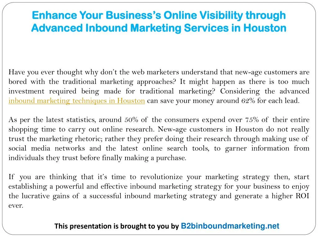 enhance your business s online visibility through advanced inbound marketing services in houston