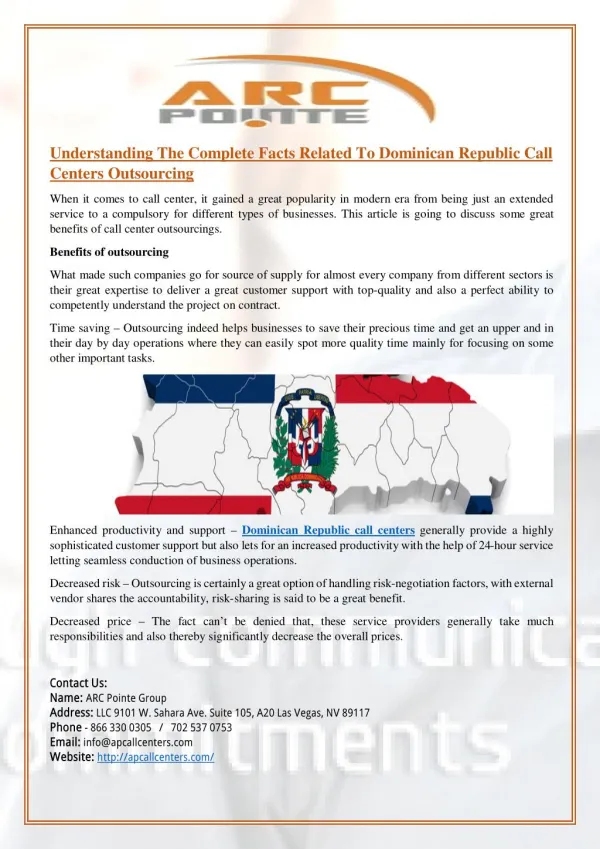Understanding The Complete Facts Related To Dominican Republic Call Centers Outsourcing