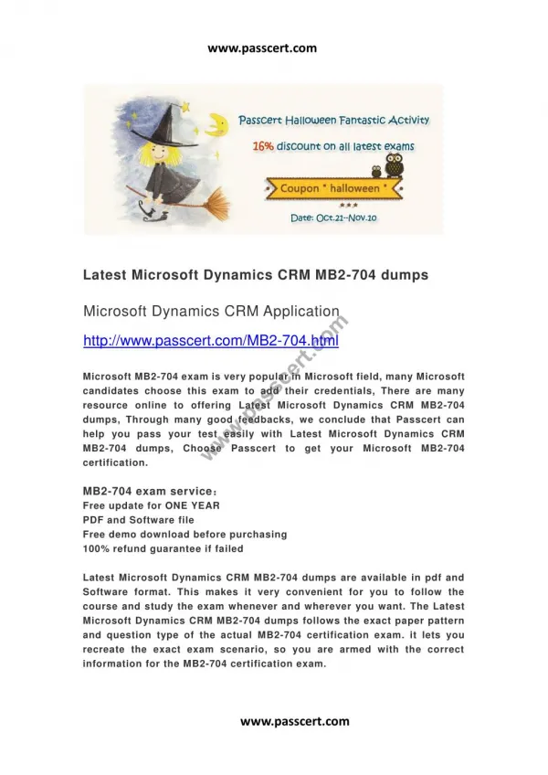 Microsoft Dynamics CRM MB2-704 dumps