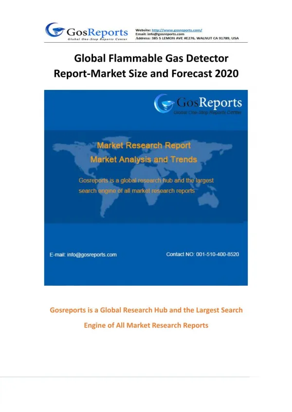 Global Flammable Gas Detector Report-Market Size and Forecast 2020