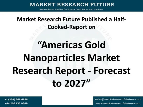 Americas Gold Nanoparticles Market Research Report - Forecast to 2027
