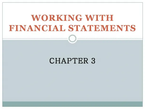 Working With Financial Statements Chapter 3