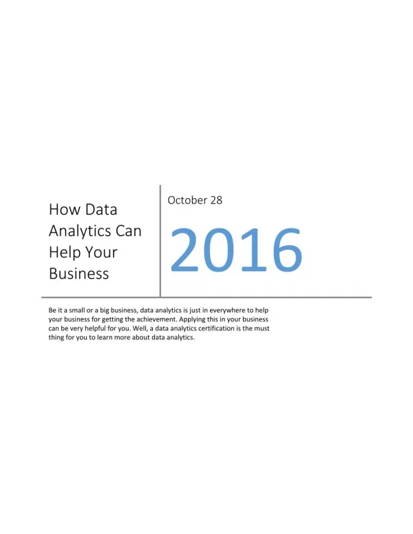 How Data Analytics Can Help Your Business