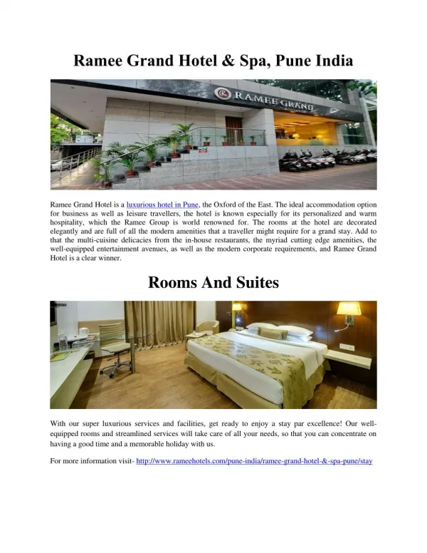 Ramee Grand Hotel & Spa, Pune India