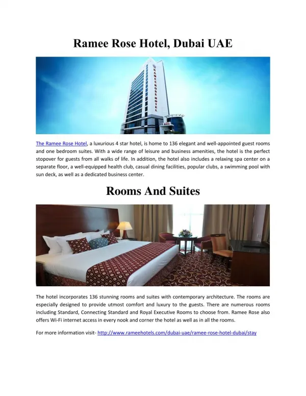 Ramee Rose Hotel, Dubai UAE
