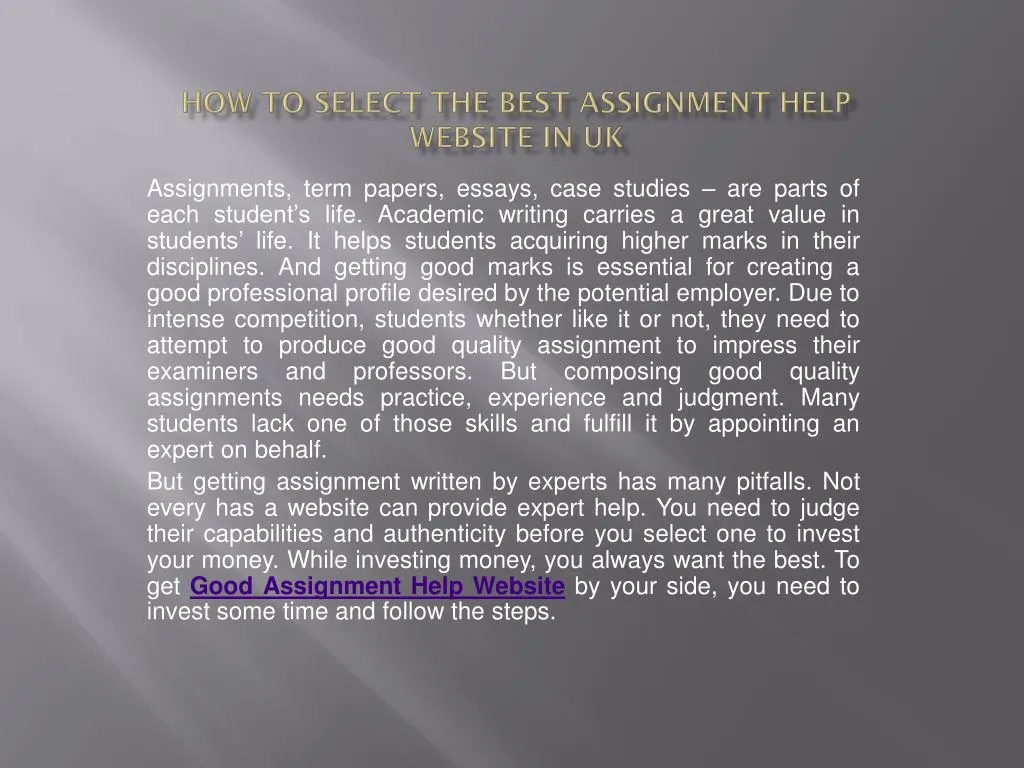 how to select the best assignment help website in uk