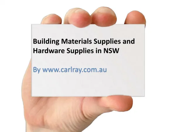 Building Materials Supplies And Hardware Supplies In NSW