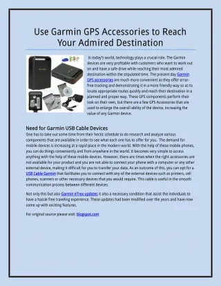 Use Garmin GPS Accessories to Reach Your Admired Destination - slide 1