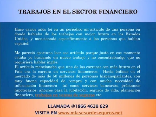 Trabajos en el sector financiero