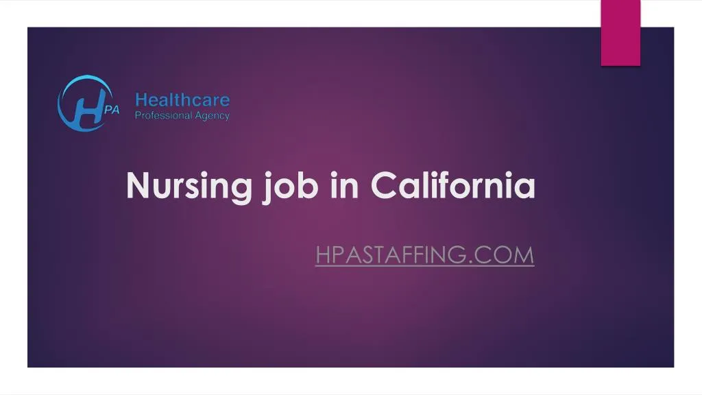 nursing job in california