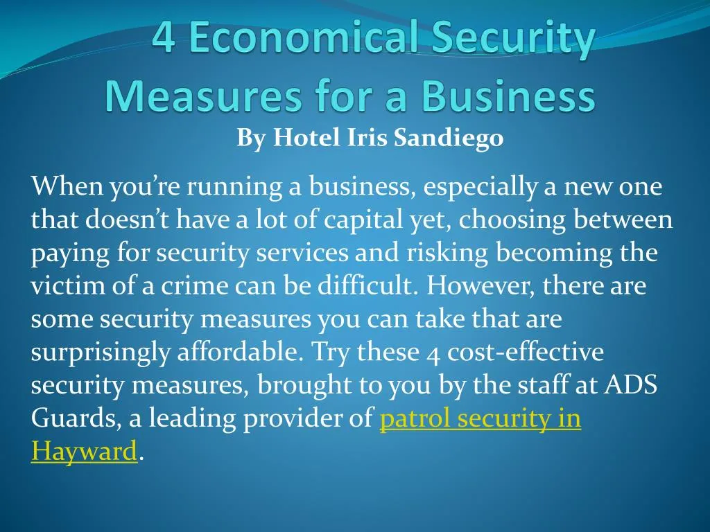 4 economical security measures for a business