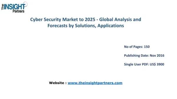 Cyber Security Market to 2025-Industry Analysis, Applications, Opportunities and Trends |The Insight Partners