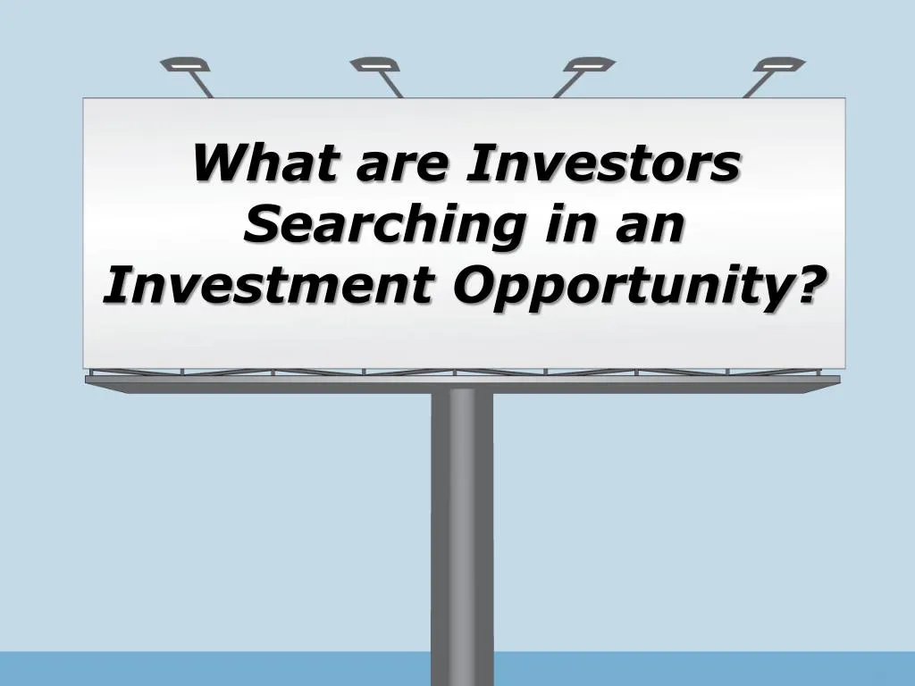 what are investors searching in an investment opportunity