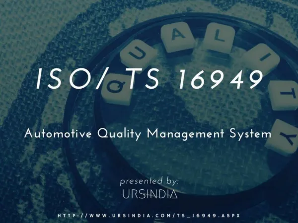 ISO TS 16949 Certification QMS For Automotive
