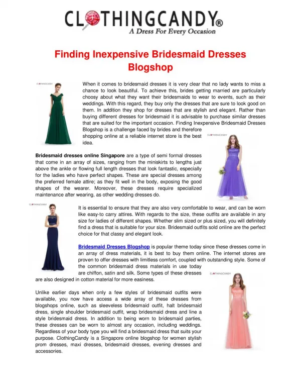 Bridesmaid Dresses Singapore Blogshop