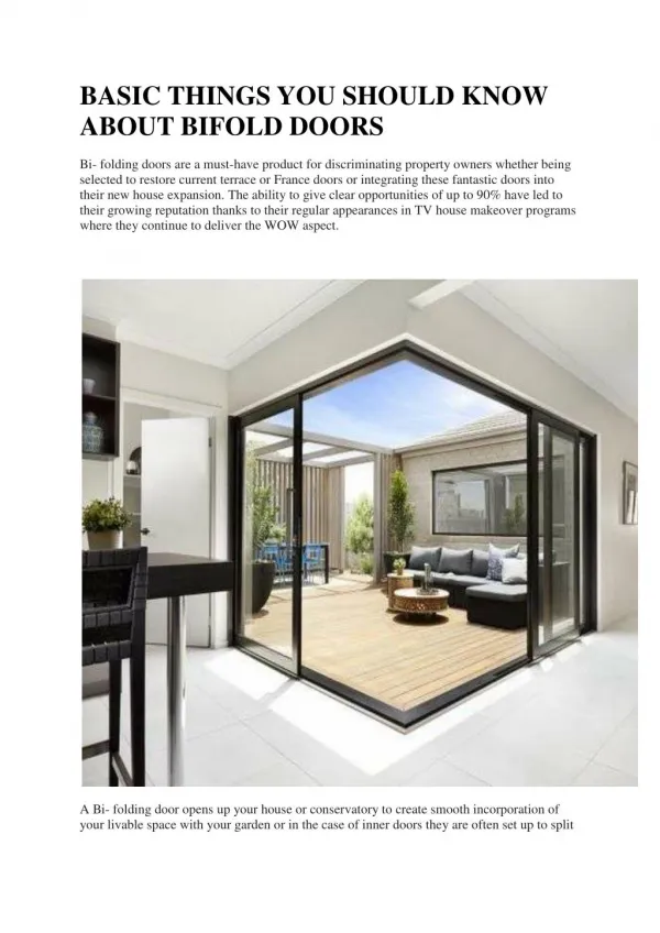 BASIC THINGS YOU SHOULD KNOW ABOUT BIFOLD DOORS