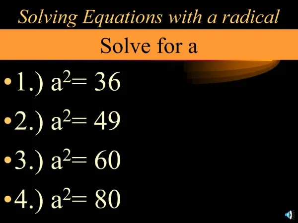 Solving Equations with a radical