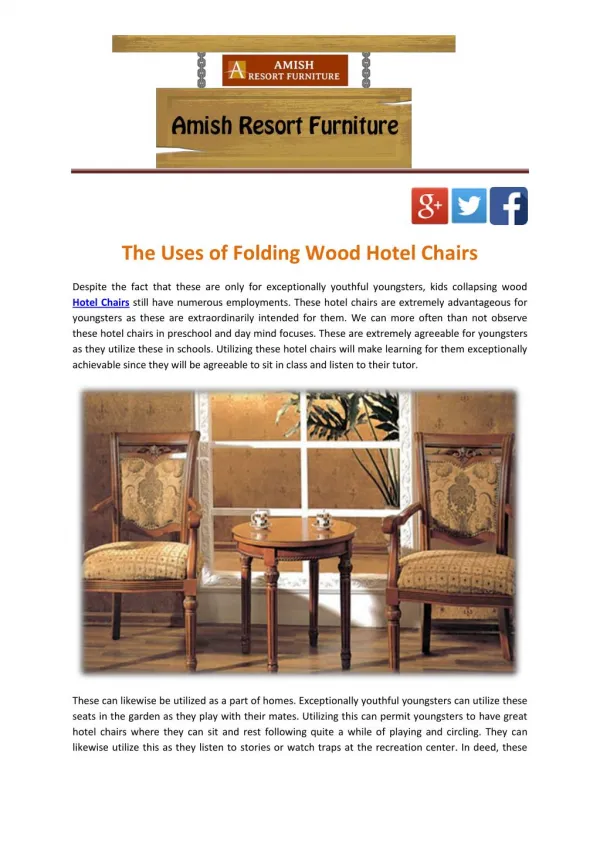 The Uses of Folding Wood Hotel Chairs