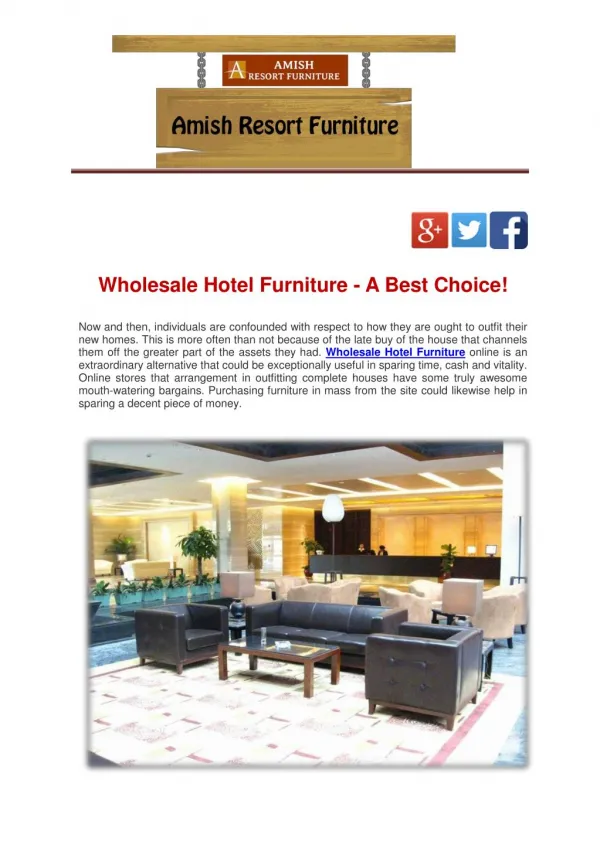 Wholesale Hotel Furniture - A Best Choice!