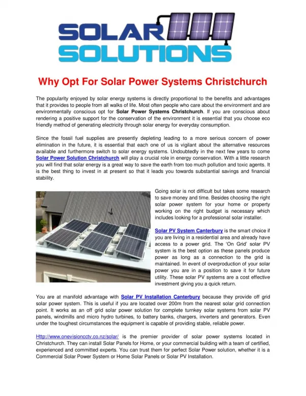 Solar Power Systems Christchurch