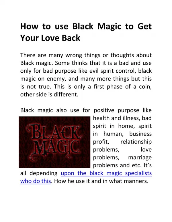 How to use Black Magic to Get Your Love Back