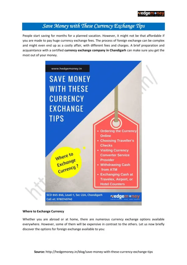 Foreign currency exchange in Chandigarh