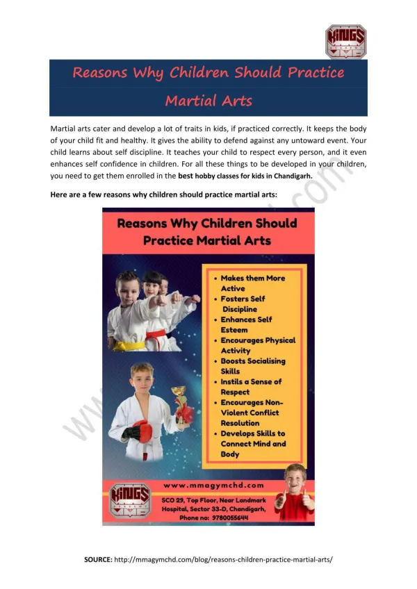 Reasons Why Children Should Practice Martial Arts
