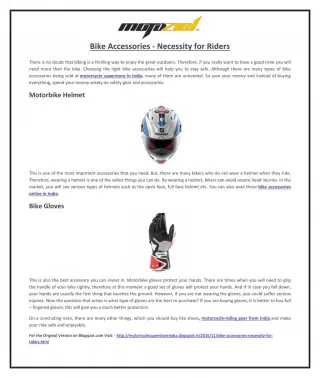 Bike Accessories - Necessity for Riders - slide 1