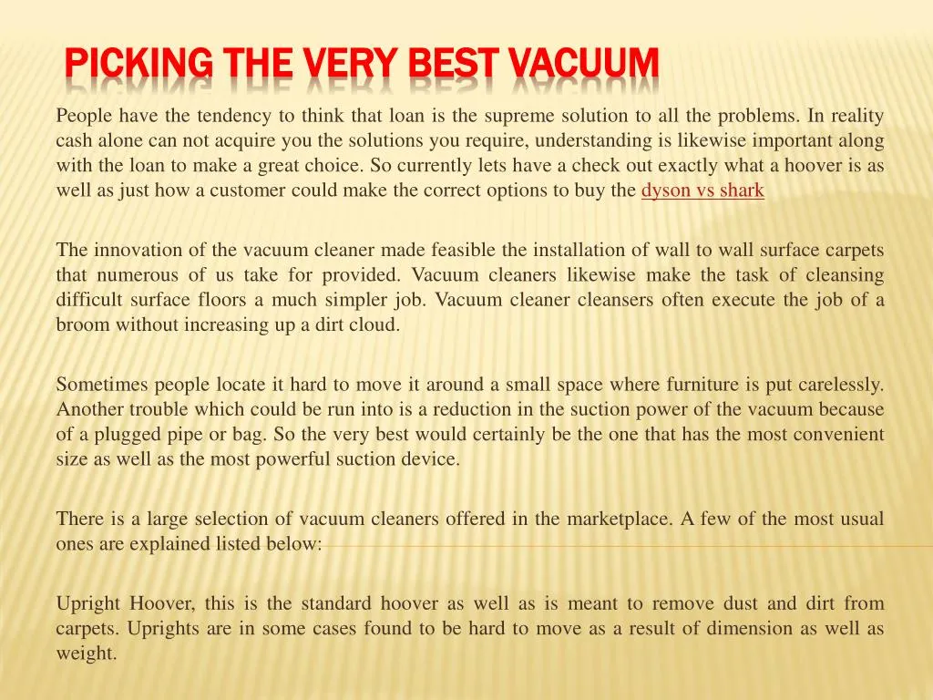 picking the very best vacuum