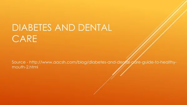 Diabetes and Dental Care