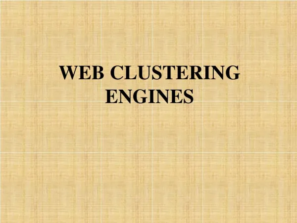 Web clustering Engines