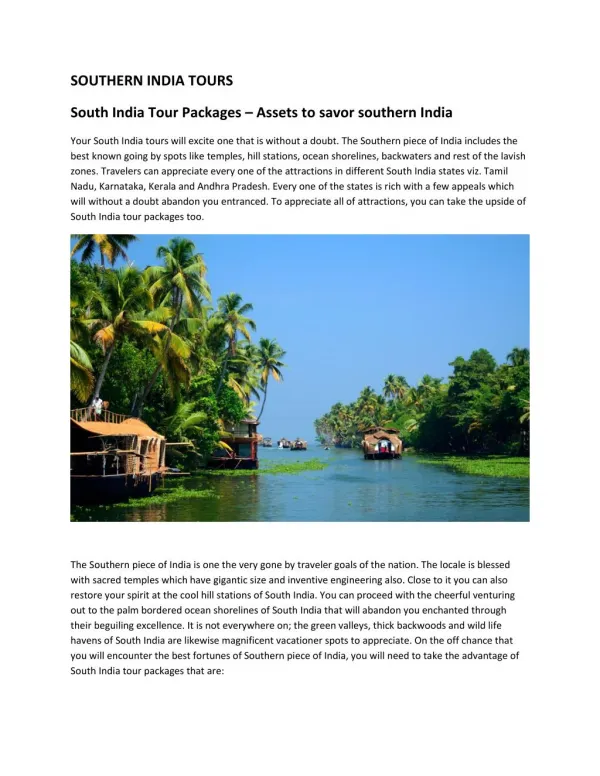 SOUTHERN INDIA TOURS
