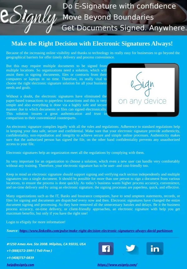 Make the Right Decision with Electronic Signatures Always!
