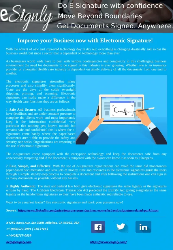 Improve your Business now with Electronic Signature!
