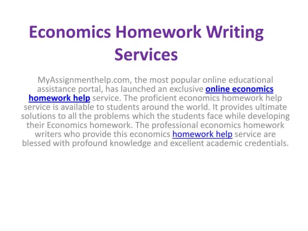 Why should you take economics homework help?