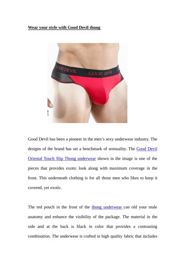 Wear your style with Good Devil thong
