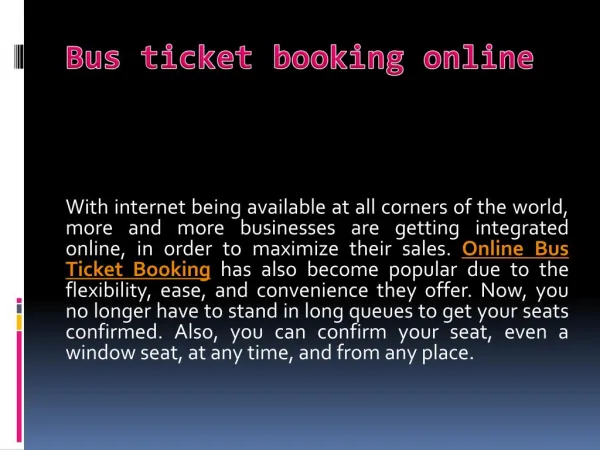 Bus tickets booking online