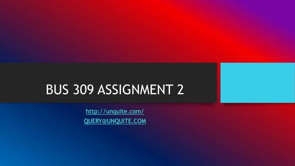 bus 309 assignment 2