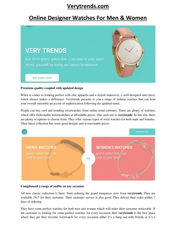 Verytrends.com- Premium quality coupled with updated design