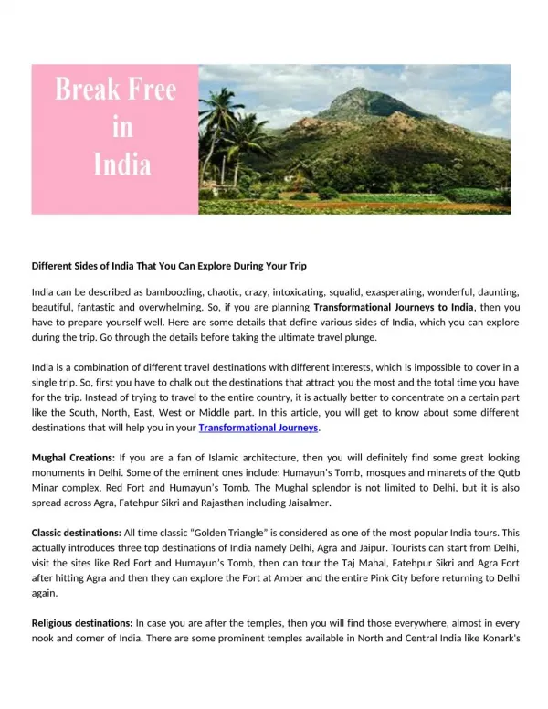 breakfreeinindia - travel in india
