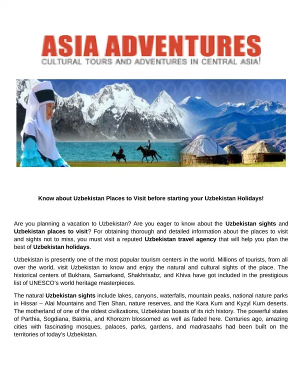 asiaadventures - travel to uzbekistan