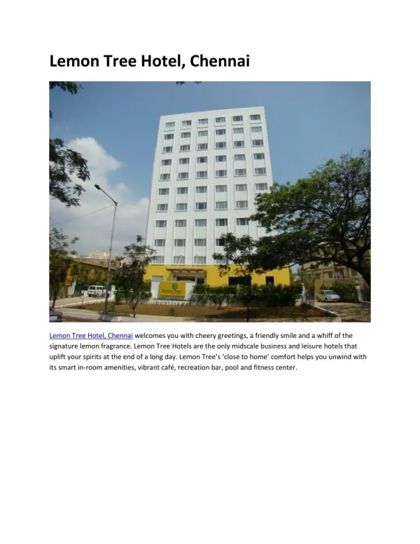Lemon Tree Hotel, Chennai