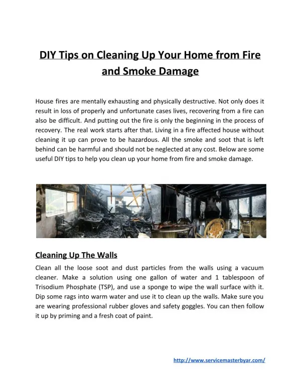 DIY Tips on Cleaning Up Your Home from Fire and Smoke Damage
