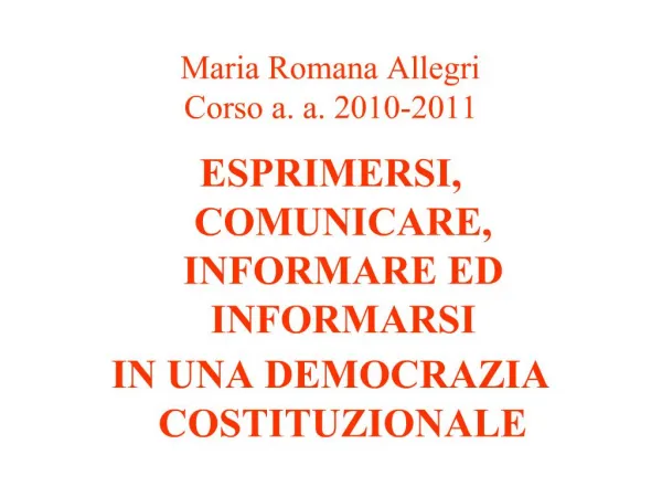 Maria Romana Allegri Corso a. a. 2010-2011